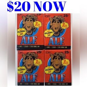 4 PACKS ALF 1987 Topps Trading Cards Wax Pack